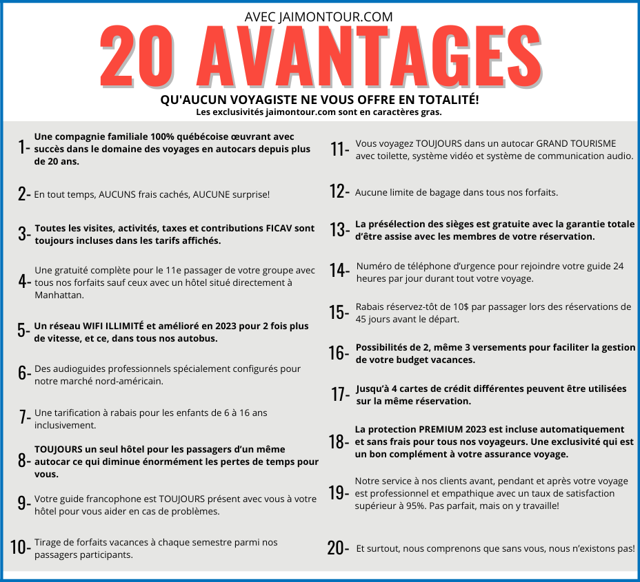 20 AVANTAGES