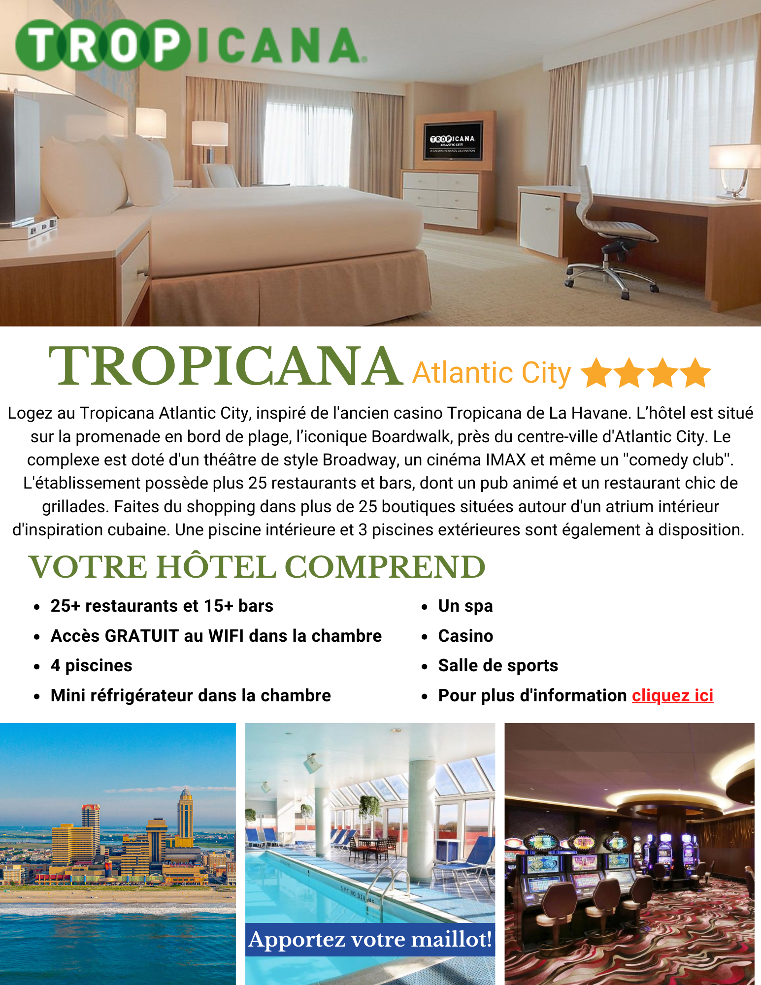 Fiche hôtel à Atlantic City. Le Tropicana.